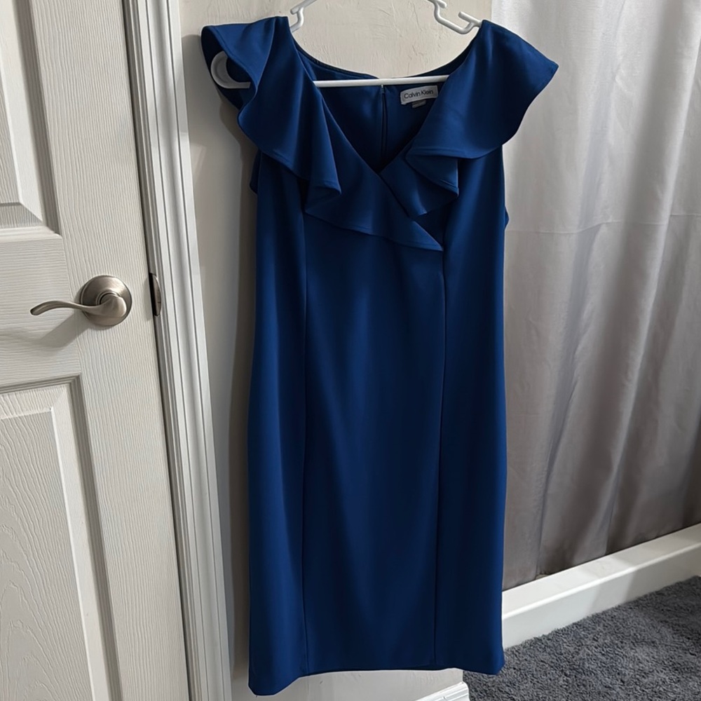 Elegant Blue Ruffle Dress